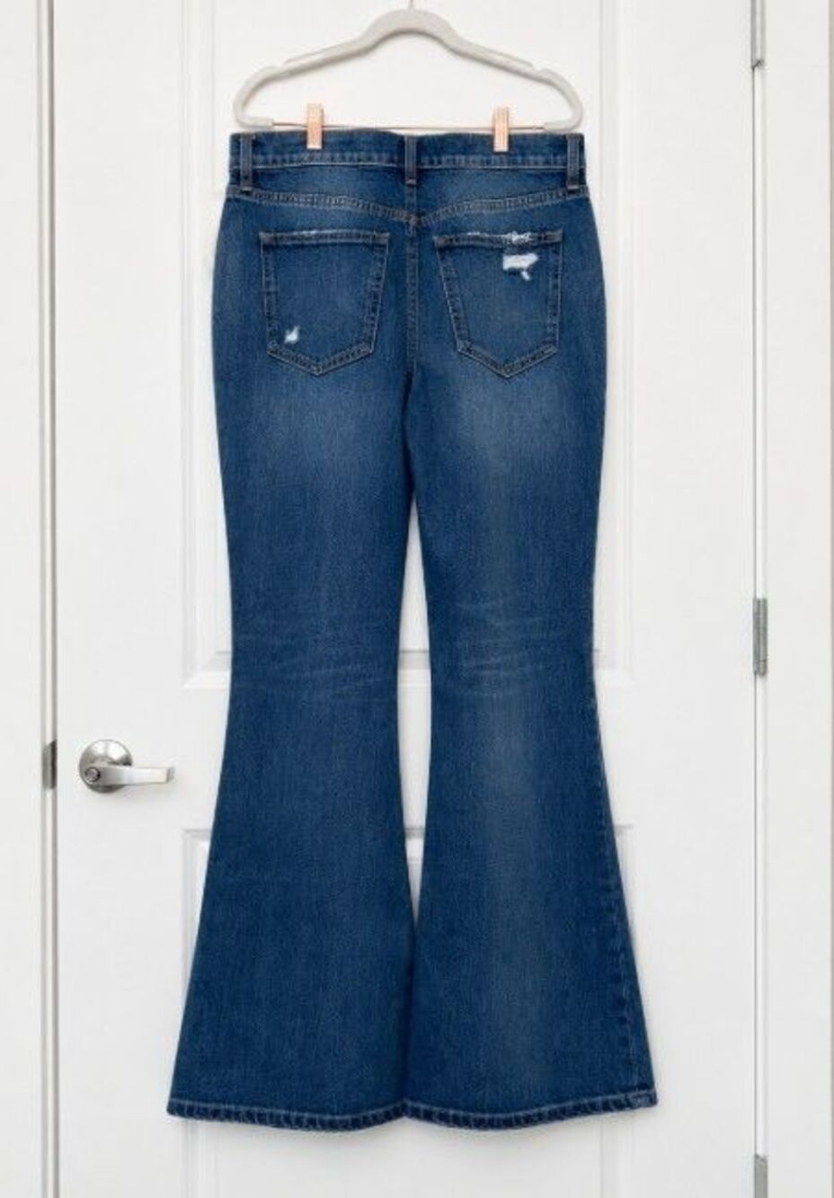 Altar'd State Women's Distressed Flare Jeans Blue Medium Wash High Rise Size 31 - Picture 3 of 8